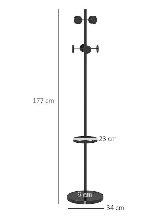 HomCom Καλόγερος Μεταλλικός Μαύρος 34x34x177cm