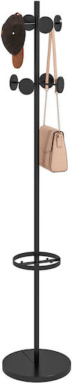HomCom Metallic Coat Rack with Umbrella Holder Black 34x34x177cm