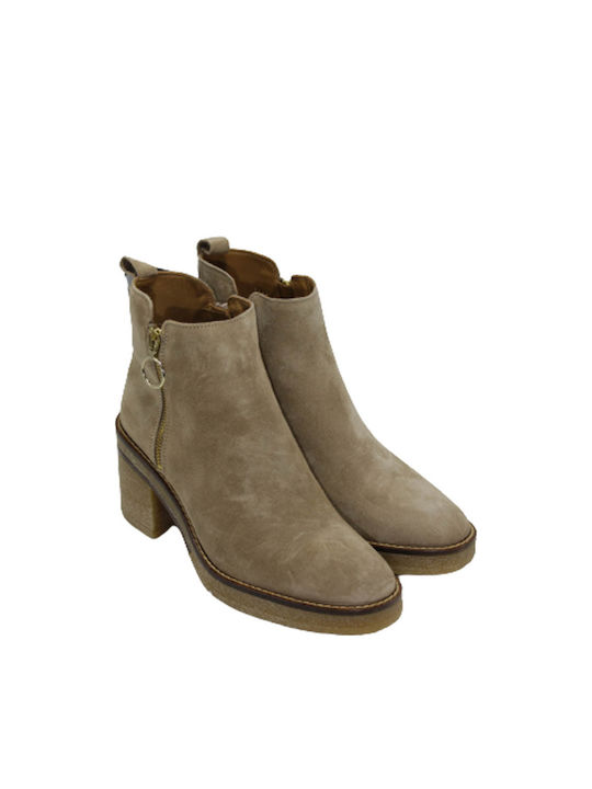 Alpe Leder Damen Knöchelstiefel Beige