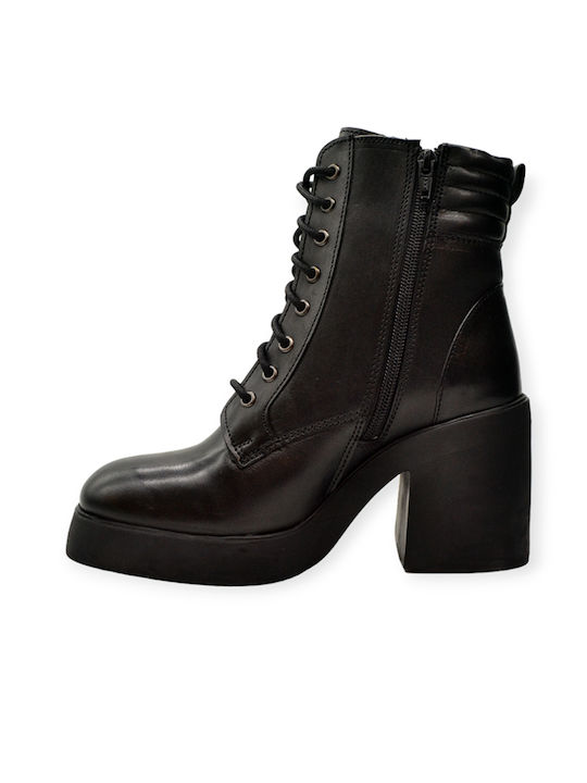 Hawkins Premium Leather Women's Ankle Boots with Medium Heel Black