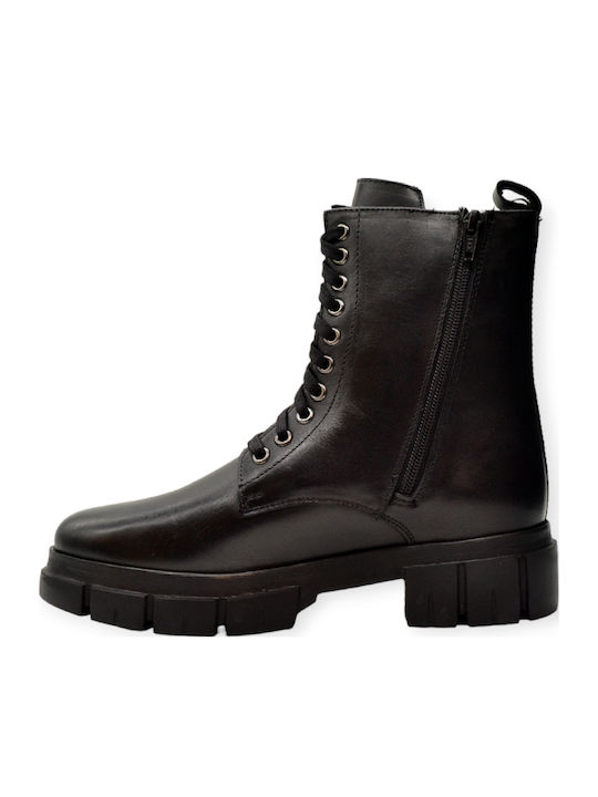 Leder Damen Stiefeletten Schwarz