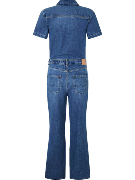 Evelyn Women's Short-sleeved One-piece Suit Blue