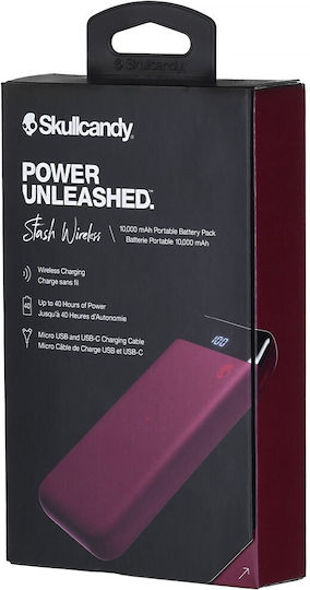 Skullcandy Stash Fuel Power Bank 10000mAh mit 2 USB-A Anschlüssen und USB-C Anschluss Rot