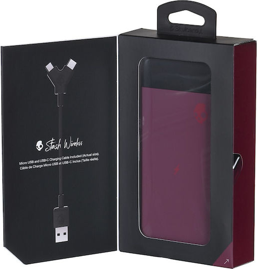 Skullcandy Stash Fuel Power Bank 10000mAh mit 2 USB-A Anschlüssen und USB-C Anschluss Rot
