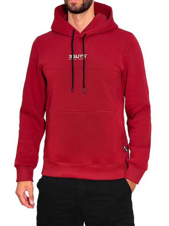 3Guys Men's Sweatshirt with Hood Red