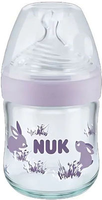 Nuk Glasflasche Gegen Koliken mit Silikonsauger für 0-6 Monate Purple Kaninchen 120ml 1Stück