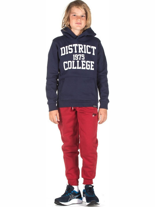 Fleece Παιδικό Φούτερ με Κουκούλα και Τσέπες Navy Μπλε