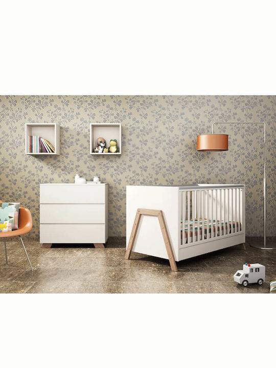 Casababy Κούνια Oslo White & Walnut με Στρώμα
