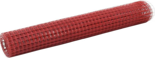 vidaXL Plasă de sârmă cu Îmbrăcăminte din PVC Roșu 1x25m