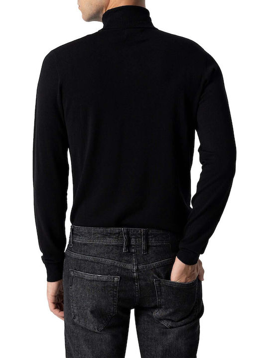 Tiffosi Herren Langarm-Pullover Rollkragen Schwarz