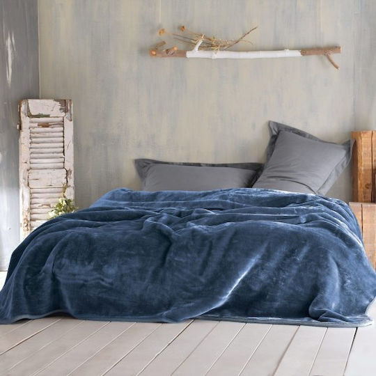 Rythmos Decke Samt Blue 160x220cm