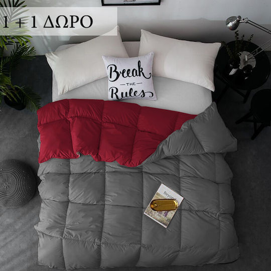Saray Home Пухено Куинсайз Пухено 220x240бр Сиво-бордо 500 г/м²Gsm