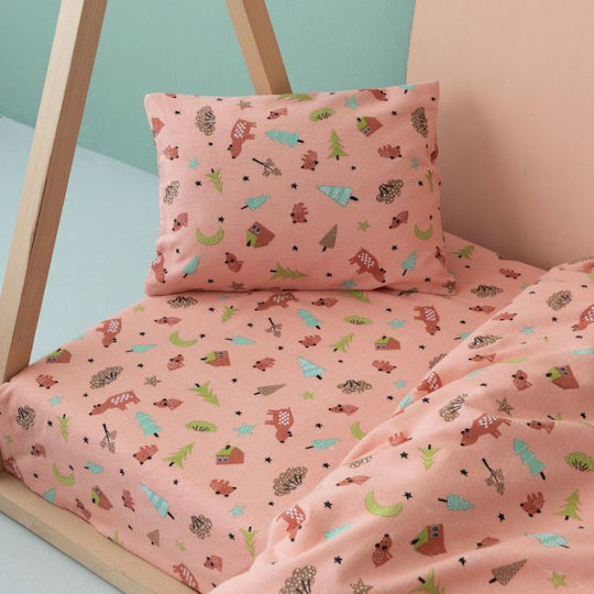 Palamaiki Set Baby Bettlaken Für Krippe Flanell Angepasst Rosa 75x140cm