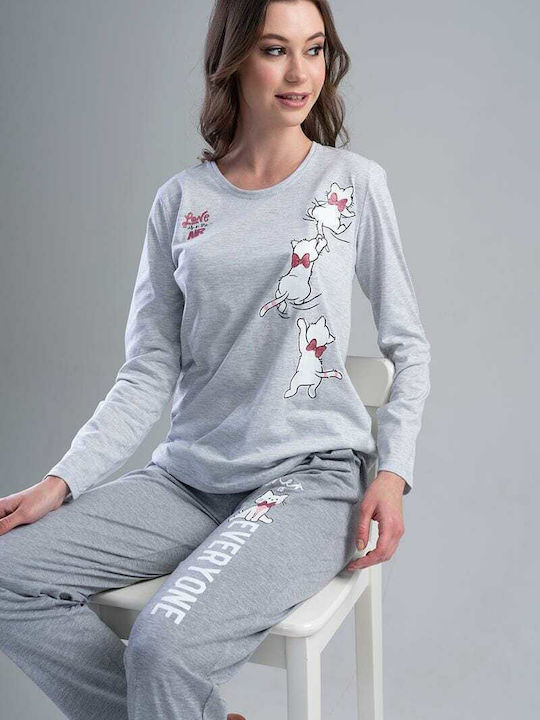 Vienetta Secret Winter Damen Pyjama-Set Gray