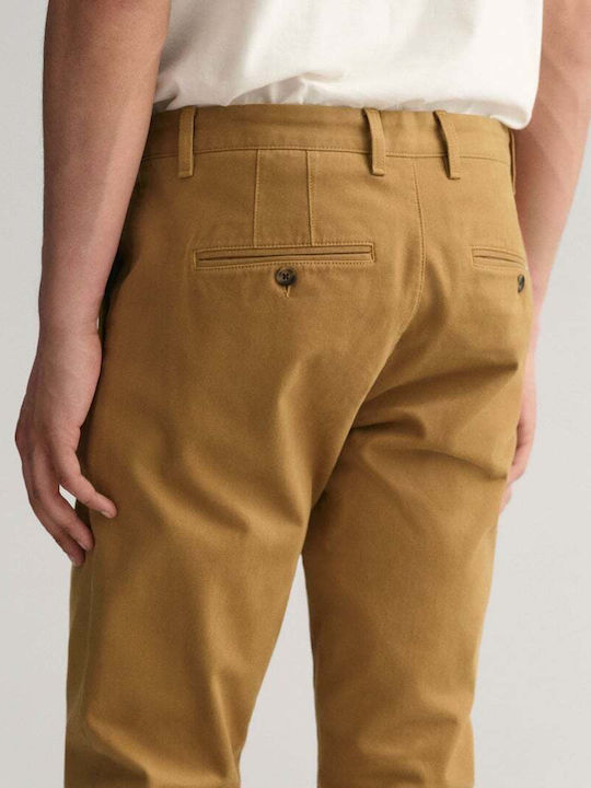 Trousers Chino Elastic in Slim Fit mustard