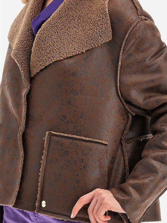 Γυναικείο Biker Jacket Καφέ