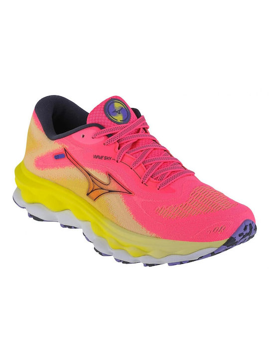 Mizuno Wave Sky 7 Γυναικεία Αθλητικά Παπούτσια Running Ροζ