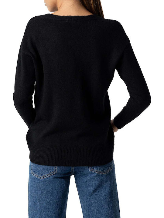 Tiffosi Women's Long Sleeve Sweater with V Neckline Black