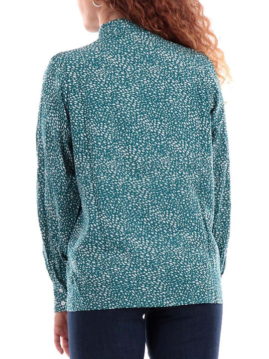 Tiffosi Women's Blouse Long Sleeve with V Neckline Green