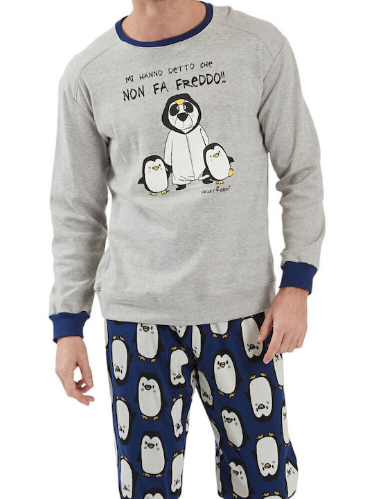 Crazy Farm Men's Winter Pajamas Set Gray