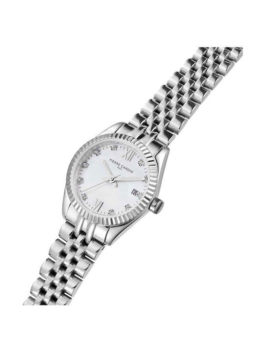 Pierre Cardin Crystals Watch with Silver Metal Bracelet