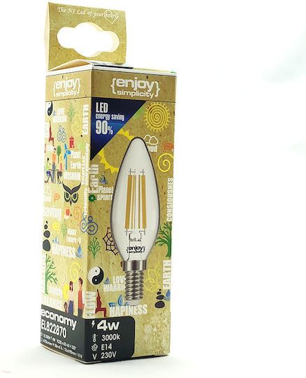 Elvhx Λάμπα LED 4.5W για Ντουί E14 και Σχήμα B35 Φυσικό Λευκό 450lm Dimmable
