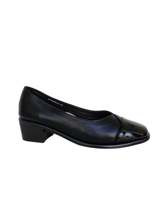 Antrin Leder Pumps mit flachem Absatz Schwarz