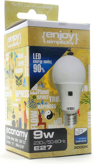 Elvhx LED Bulb 9.5W for Socket E27 and Shape A60 Warm White 806lm with Photocell