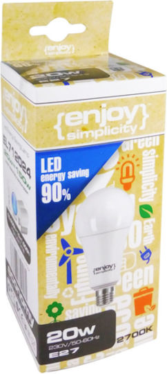Elvhx LED Bulb 18W 130mm For E27 Socket And A67 Shape Cool White 2000lm