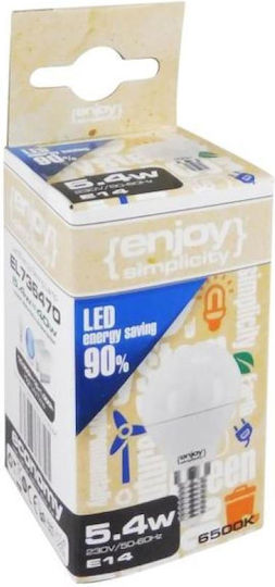 Elvhx LED Bulb 5.5W 80mm for Socket E14 and Shape P45 Warm White 470lm