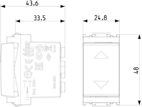 Vimar Recessed Wall Switch Commands Single Without Frame White
