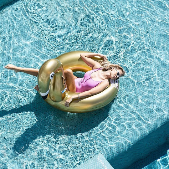 Swim Essentials Φουσκωτή Σαμπρέλα Θαλάσσης Κύκνος Χρυσή 110x95cm