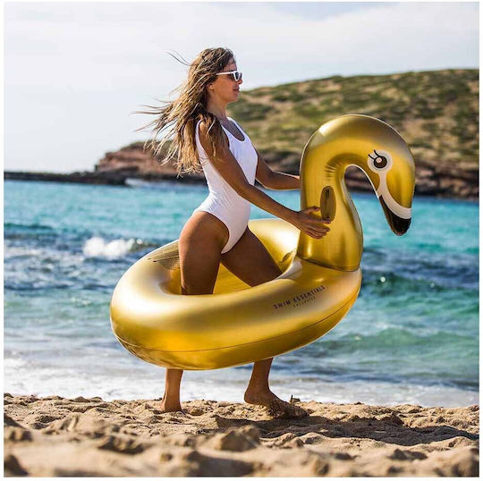 Swim Essentials Φουσκωτή Σαμπρέλα Θαλάσσης Κύκνος Χρυσή 110x95cm