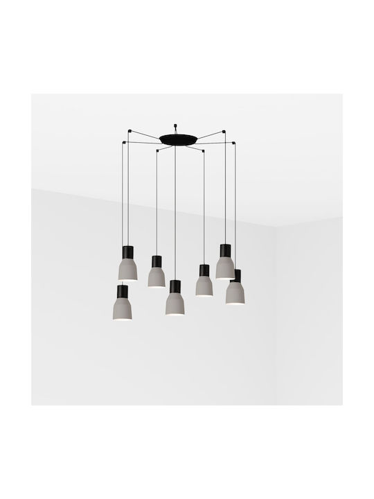 Faro Barcelona Kombo Pendant Chandelier for 7 Bulbs E27 Gray