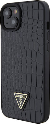 Guess “croco Triangle Logo Collection” Synthetic Leather Back Cover Black (iPhone 15)