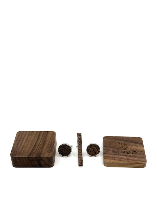 Legend Accessories Μανικετόκουμπα από Ξύλο σε Καφέ Χρώμα
