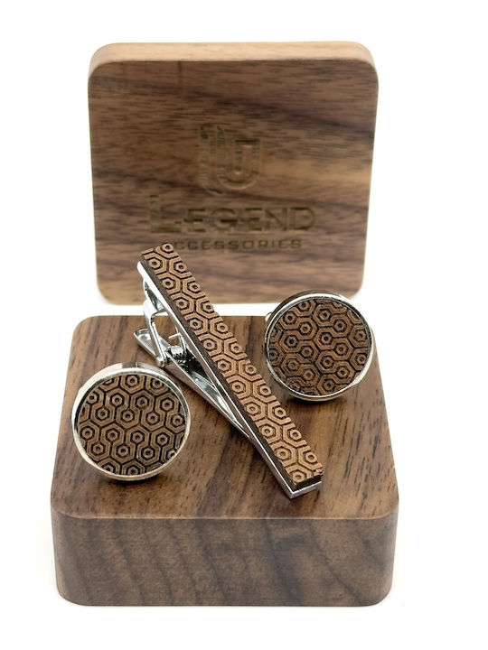 Legend Accessories Μανικετόκουμπα από Ξύλο σε Καφέ Χρώμα