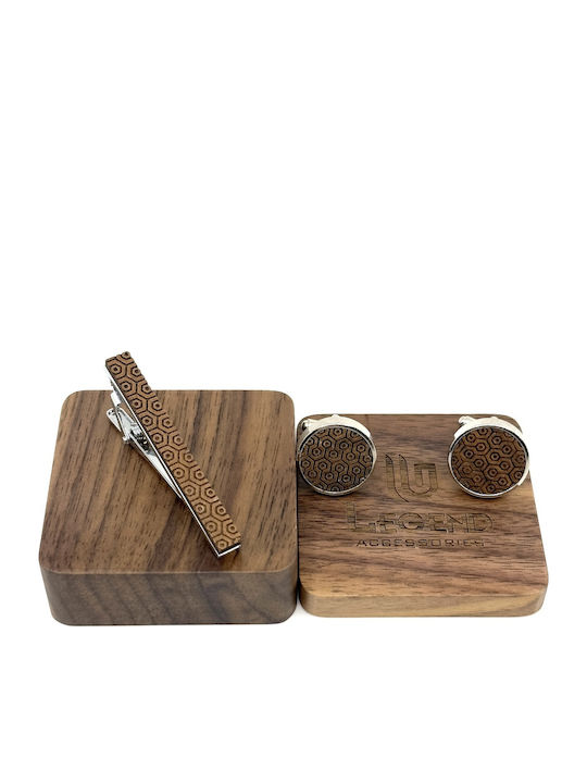 Legend Accessories Μανικετόκουμπα από Ξύλο σε Καφέ Χρώμα