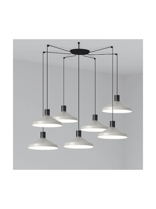 Faro Barcelona Pendant Chandelier for 7 Bulbs E27 Gray