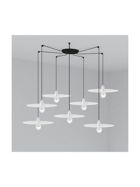 Faro Barcelona Plat Pendant Chandelier for 7 Bulbs E27 White