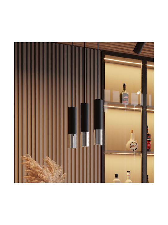 Sollux Loopez 3L Pendant Light Black Rail with Socket GU10 45x14x31cm