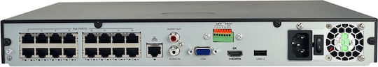 Uniarch NVR-216S2-P16 Καταγραφικό NVR 16 Καναλιών με Ανάλυση 4K