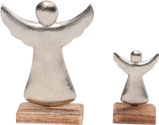 InTheBox Weihnachtliche Holz Figur Cherub Silber Höhe 18cm 4Stück Holly