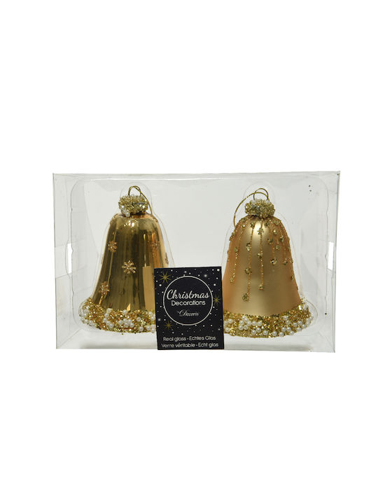 Kaemingk Christmas Glass Set Ornaments Gold 6.5cm 2pcs