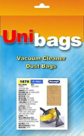Unibags 1870 Σακούλες Σκούπας 5τμχ Συμβατή με Σκούπα Bestron / Bomann / Delonghi / Eta / Holland Electro