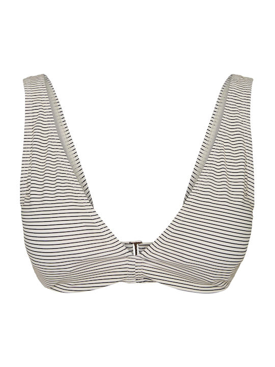 Vero Moda Triangle Bikini Top Beige Striped