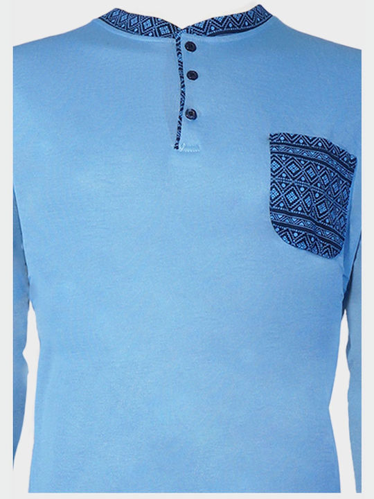 G Secret Men's Winter Pajamas Set Light Blue