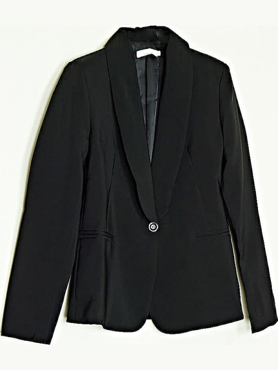Cuca Blazer pentru femei Crep Cu talie Sacou Negru
