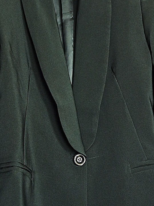 Cuca Blazer pentru femei Crep Cu talie Sacou Negru