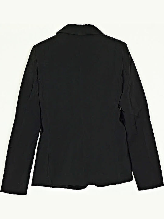 Cuca Blazer pentru femei Crep Cu talie Sacou Negru